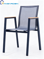 Ensemble table et chaises d'extérieur modernes en plastique et bois, avec chaises en aluminium, séchage rapide, respirant, empilable, pour balcon et hôtel