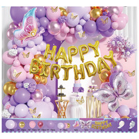 Kit d'arche de ballons jetables Papillon Enchanté, ballons en feuille d'aluminium lavande, rose blush et or pour toile de fond d'anniversaire ou de mariage