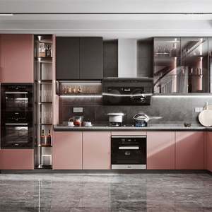 SANTOPOVA Yiwu Small Designs Black Melamine High Gloss Red Pantry Kitchen Cabinets Lowes Use <b>for</b> <b>Sale</b> - Product Image 6