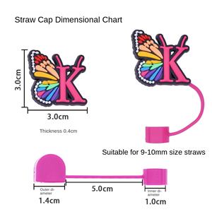 Nueva Tapa Protectora de Silicona Suave de PVC con Diseño de Mariposa Rosa y Letras, para Pajitas, Adecuada para Accesorios de Bebidas - Product Image 4