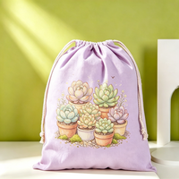 Sacs à cordon en toile de coton recyclable, écologiques, lavables, à motif de dessin animé simple, imprimés sur mesure, mini pochettes portables à cordon