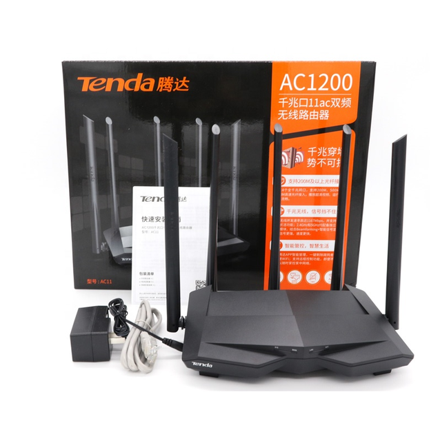Tenda AC11 Gigabit Wifi Router 1200Mbps Wifi Repeater Dual Band 2.4G/5G 1 WAN+3 LAN Gigabit Ports 5*6 Dbi Gain Antenna 1GHz CPU