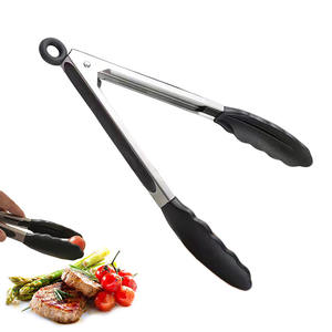 Heat Resistant Silicone <strong>Kitchen</strong> <strong>Tongs</strong> Non-Slip Food <strong>Tongs</strong> Stainless Steel Handle Cooking <strong>Tongs</strong> With Locking Clip - Product Image 1