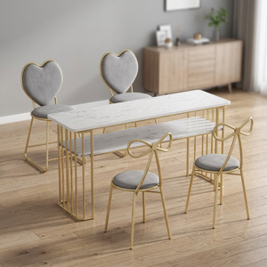 Marbling Texture Manicure Table Set Wooden Steel Frame Salon <b>Nail</b> <b>Desk</b> with <b>Nail</b> Chair Salon <b>Nail</b> Table and Chair Set - Product Image 6