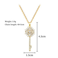 Kalung Liontin Kunci Stainless Steel Cantik Lapis Emas 18K Zirkon Mikro Insert Hadiah Wanita Rantai Link Pesta Grosir