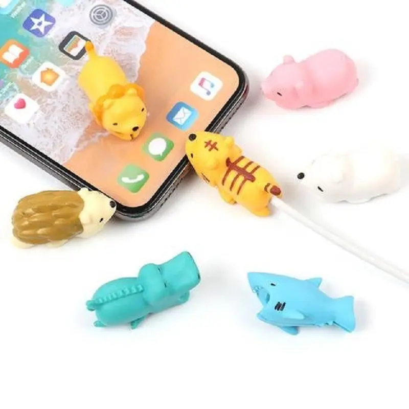 1pcs Animal Cable Protector for iPhone protege cable buddies cartoon Cable bite cell phone holder Accessory