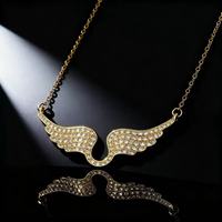 Collier pendentif aile d'ange en zircon plaqué or 14 carats, acier inoxydable, bijoux romantiques à la mode, cadeau pour femmes, à porter au quotidien