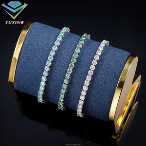 In Stock 925 Silver Hip Hop Jewelry 2mm to 5mm VVS Moissanite Diamond Round Brilliant Cut Tennis Chain Bracelet Blue <b>Green</b> <b>Gift</b> - Product Image 4