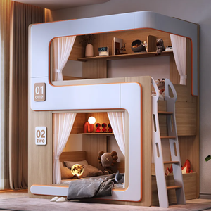 Mobiliario de Interior de Alta Calidad para Dormitorio Juego de Camas para Niños Literas de Princesa para Niñas <span class=keywords><strong>Litera</strong></span> Doble de Madera para Niños <span class=keywords><strong>con</strong></span> Tobogán - Product Image 5