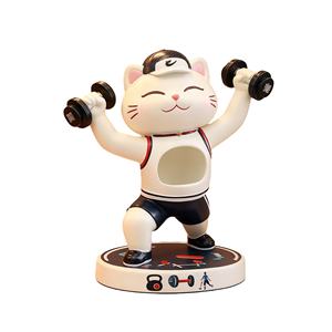 Figura Decorativa de Gato de Poliresina Personalizada con Mancuernas, Linda Decoración para el Hogar o Gimnasio, Idea de Regalo al por Mayor para el Mercado de EE. UU. y la UE - Product Image 1