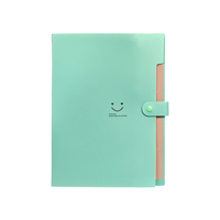 Carpeta de Archivo Expandible Tipo Acordeón con Tapa Dura Creativa de Plástico PP A4, Color Caramelo, con Botón y Diseño de Cara Sonriente, para Exámenes, Oficina y Escuela