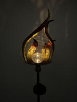 Lampe solaire à flamme métallique pour extérieur, décoration de jardin avec boule en verre craquelé