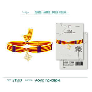 Pulsera con Bandera de Mallorca Cotigo con Colgante de Cruz de Acero Dorado, Dijes de Joyería de Moda, China - Product Image 1