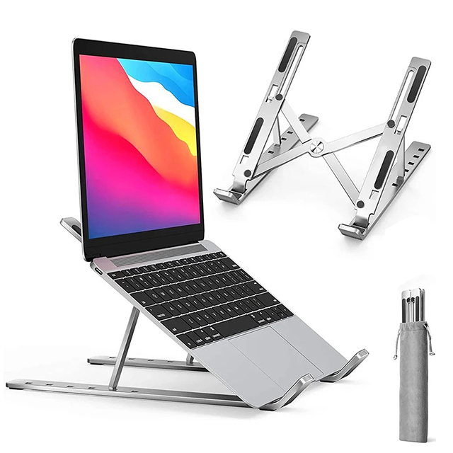 LuXuGift New Portable Aluminum Alloy Foldable Laptop Stand Adjustable Height (50-150mm) Anti-Slip Base for Macbook iPad Tablet