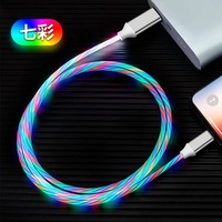 Kabel pengisi daya LED mikro USB tipe C, kabel pengisian daya 3A bercahaya untuk ponsel