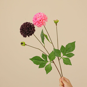 Dos Cabezas de Dalia Artificial de Tacto Real para Arreglos Florales en el Hogar, Accesorios de Fotografía, Decoración para Ramos DIY - Product Image 2