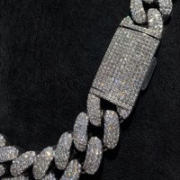 Collier chaîne cubaine Iced Out en laiton plaqué or 14K avec zircon 5A, bijoux hip-hop, logo personnalisé, longueur sur mesure, chaîne cubaine Miami, directement de l'usine