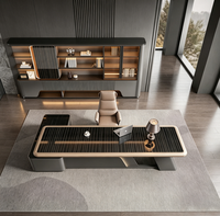 Ensemble de bureau de direction moderne et luxueux, mobilier de bureau pour PDG et directeurs, bureau en forme de L avec armoire latérale