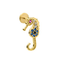 Conception personnalisée Goujons de nez à dos plat en titane G23 Hypoallergénique Bijoux corporels en plaqué or Accessoire de piercing à la mode