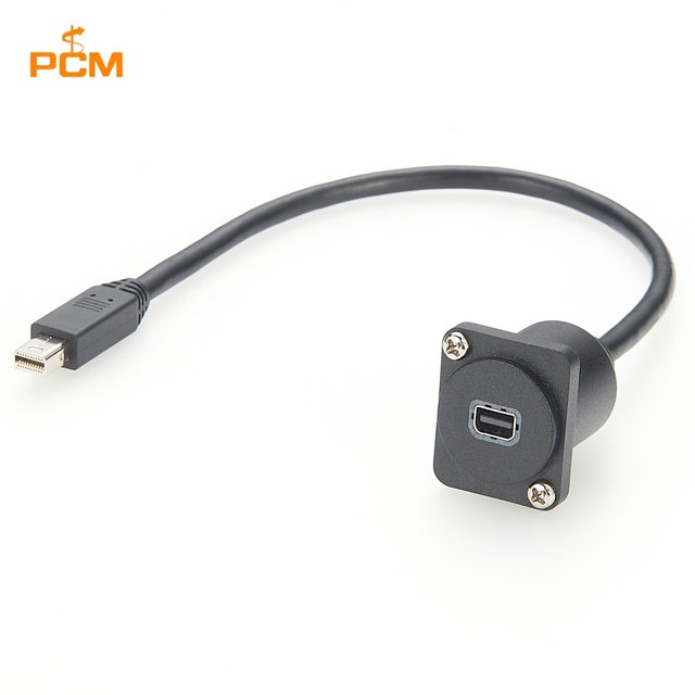 D-Type Mini DP Male to Female XLR Flange Panel Mount Extension Cable Chassis Flush Mount for Monitor, MDP to MDP