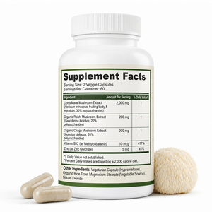Premium Lions Mane Mushroom & Vitamin Capsules Adult Supplement Supports Mind Memory Energy & Immunity with Daily Routines - Product Image 6