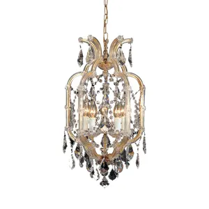 Small Size Crystal Outdoor Chandelier Light Fixture& Led Pendant Lights for Home LT-80018 Gold Living Room Iron Dining Room 8 Kg