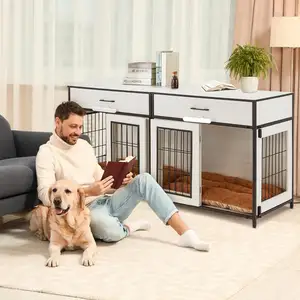 Table d'extrémité intérieure robuste en bois cage pour animaux de compagnie cage chien caisse meubles pour petit chien moyen