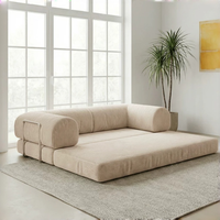 Juego de Sofás de Espuma Comprimida al Vacío, Sofá Modular Cuadrado Ajustable de Tela con Corduroy y Esponja de Microfibra