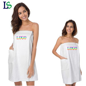 En gros, Jupe de bain blanche à logo personnalisé, serviette enveloppante pour spa, séchage rapide, pour salon de coiffure et de beauté, jupes de spa - Product Image 1