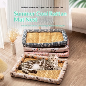 Koelende slijtvaste honden- en kattenmat met cartoon dierenprint, rechthoekig design, geschikt voor alle seizoenen, groothandel - Product Image 1