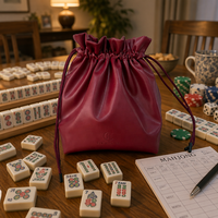 Grand sac de rangement à cordon pour jetons de Mahjong, pochette en cuir PU pour jetons de poker de casino, accessoires de jeu, fournisseur en gros, logo personnalisé