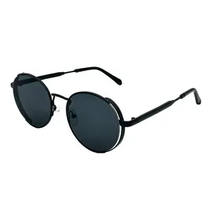 Модные классические солнцезащитные очки в металлической круглой оправе UV400 в стиле стимпанк с защитой от ультрафиолетового излучения для унисекс