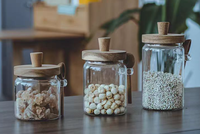 Pot en verre transparent en gros pour la conservation des aliments domestiques en cuisine, hermétique, anti-fuite, écologique, compatible congélateur