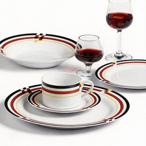 <span class=keywords><strong>Juego</strong></span> <span class=keywords><strong>de</strong></span> Vajilla Redonda <span class=keywords><strong>de</strong></span> Porcelana con Diseños <span class=keywords><strong>de</strong></span> Flores Rojas, Apto para Lavavajillas, Forma <span class=keywords><strong>de</strong></span> Borde Plano, para Uso Familiar y en Restaurantes - Product Image 2