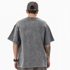 T-shirt pour homme en coton biologique, imprimé floral, surdimensionné, respirant, lavage à l'acide, personnalisable, en gros - Product Image 2