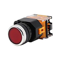 Interrupteur à bouton-poussoir en plastique à tête plate LA38-22mm IP65 22mm à réinitialisation automatique, tête rotative, momentané, borne à fourche 1NO+1NC