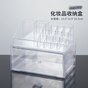 Acrylic Desktop Cosmetic Organizer With 2 <b>Drawers</b> <b>Stackable</b> Storage Box For Makeup Lipstick Nail Polish - Product Image 4