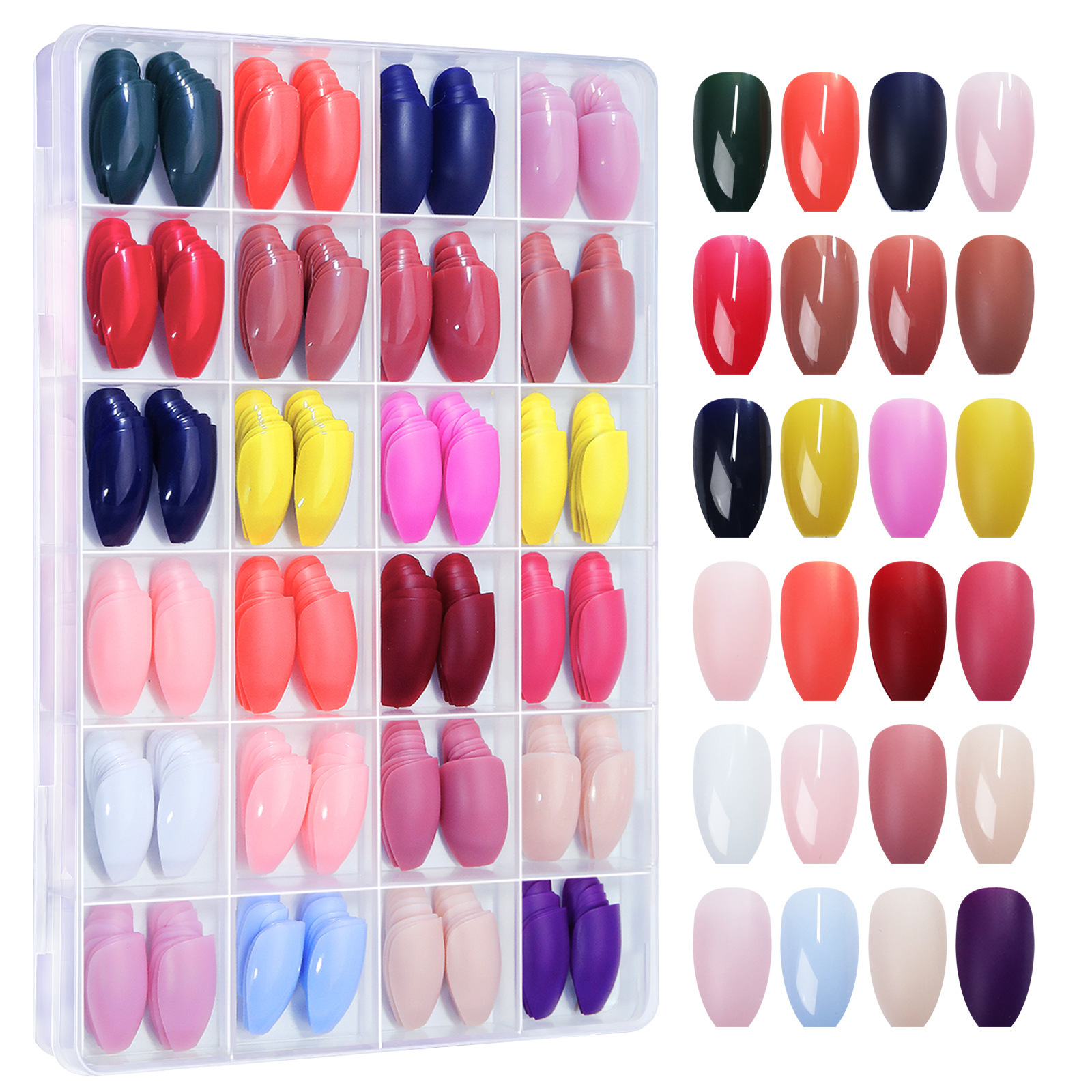 24 uñas de colores mixtos en rejilla 03