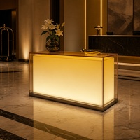 Comptoir de réception moderne en acrylique personnalisé pour magasin, avec éclairage LED intégré, idéal pour salle de sport, boutique ou table de bar
