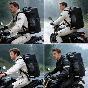 <span class=keywords><strong>Sac</strong></span> à dos imperméable robuste avec bandes réfléchissantes pour moto, kayak, camping, randonnée, plage, pêche - Product Image 2