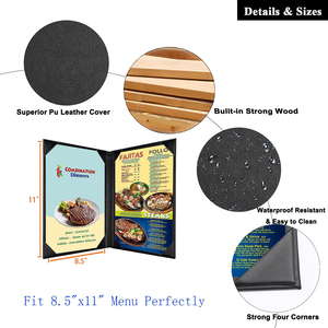 Nhà Máy Trực Tiếp Nhà Hàng Đám Cưới Thanh <span class=keywords><strong>Menu</strong></span> Bao Gồm Chủ Sở Hữu 8.5X11 Inch Chất Lượng Cao Da Thực Đơn Chống Thấm 1 Mảnh Tùy Chỉnh - Product Image 4
