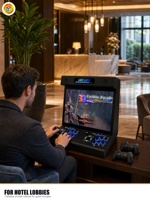 Mini borne d'arcade de jeu de combat avec deux panneaux de contrôle, deux manettes, écran 22 pouces, fonctionnant à monnayeur