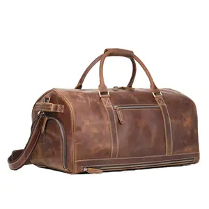 Retro Style Reisetaschen für Männer Echt leder Retro Duffle Ledertasche separate Schuh tasche