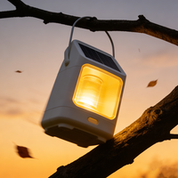 Lampe de camping solaire super lumineuse avec modes d'éclairage réglables, lampe de tente avec base et crochet de suspension, lampe solaire en développement
