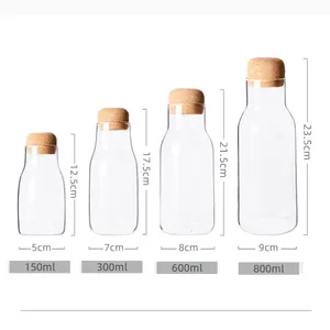 Glass Storage Tank Practical Borosilicate Storage Jars for Restaurant Heat-resistant drink juice wine bottle with cork cover
