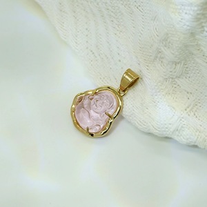 Цветная глазурная буддистская буддийская Подвеска из нержавеющей стали 18K позолоченный цитрин кристалл нефрита ожерелье очаровательный мини-размер синий белый - Product Image 5