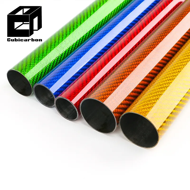 100% Real Carbon Tube 3K Colored Pattern Carbon Fiber Tube Glossy Surface 20mm  22mm  24mm  26mm  28mm  30mm 32mm