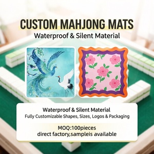 Tapis de jeu rond anti-plis pour tuiles de Mahjong, cartes de poker, protection de table de bridge avec côtés cousus - Product Image 4