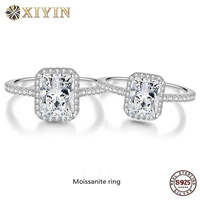 Bague pavée en moissanite rectangulaire couleur D 2 carats en argent sterling 925, bijou de mode pour fête, bal de promo, cadeau de demoiselle d'honneur