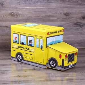 Factory-direct Children's Toy Storage <b>Stool</b> Cartoon Car Head Storage Box Foldable Non-Woven Fabric European Style Storage Home - Product Image 3